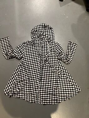 Black & White Patterned Hooded cardigan